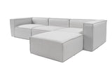 Modular corner sofa with loose ottoman, gray linen fabric Fora 
