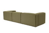 Modular corner sofa Fora with loose ottoman linen fabric - green 
