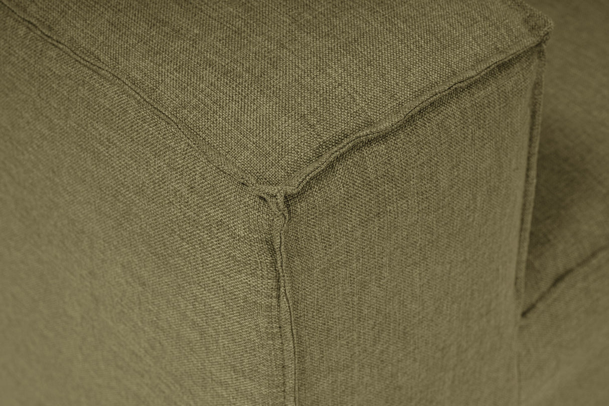 Modular corner sofa Fora with loose ottoman linen fabric - green 