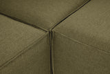 Modular corner sofa Fora with loose ottoman linen fabric - green 