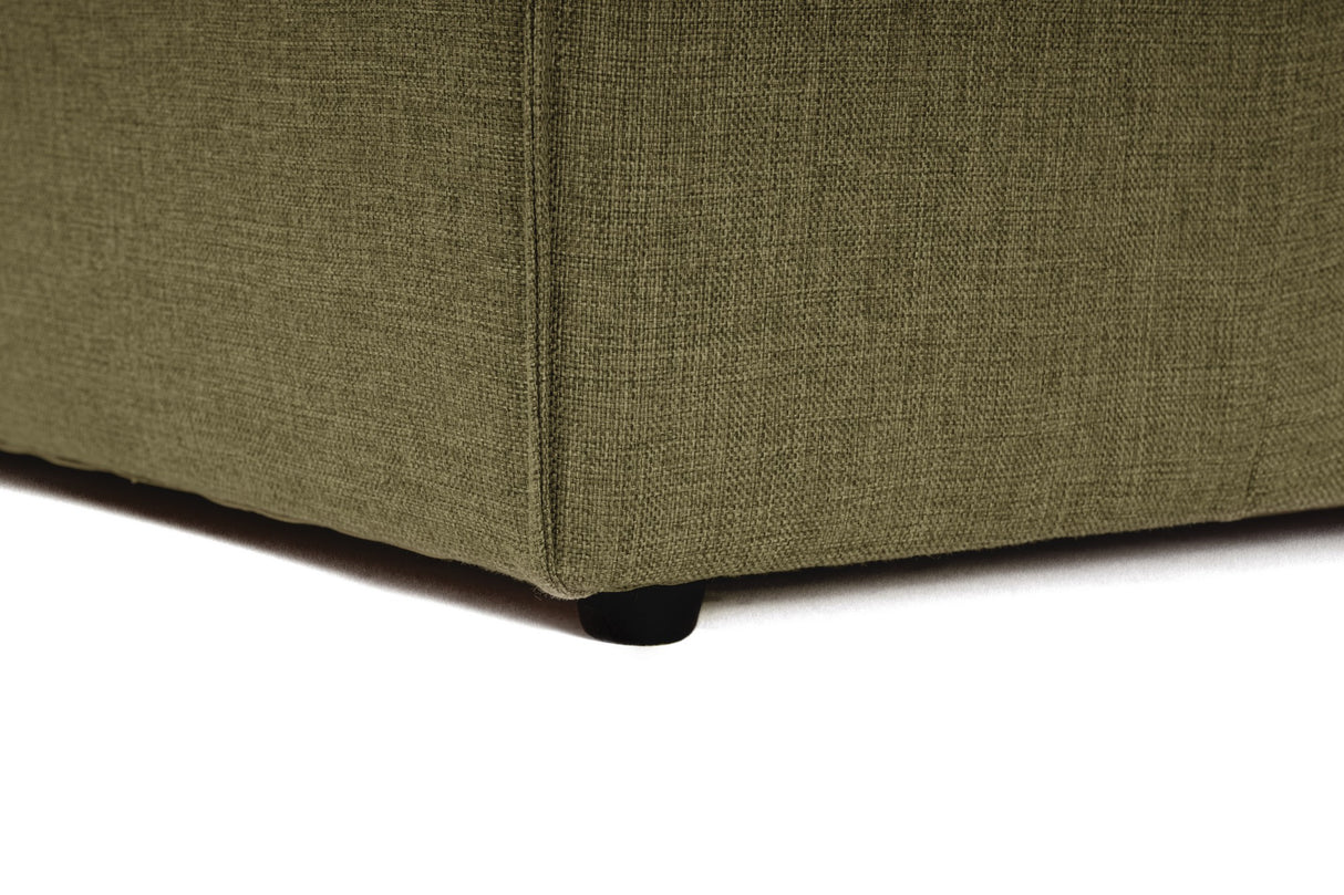 Modular corner sofa Fora with loose ottoman linen fabric - green 