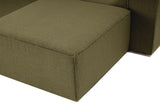 Modular corner sofa Fora with loose ottoman linen fabric - green 