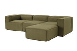 Modular corner sofa Fora with loose ottoman linen fabric - green 