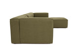Modular corner sofa Fora with loose ottoman linen fabric - green 