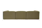 Modular corner sofa Fora with loose ottoman linen fabric - green 