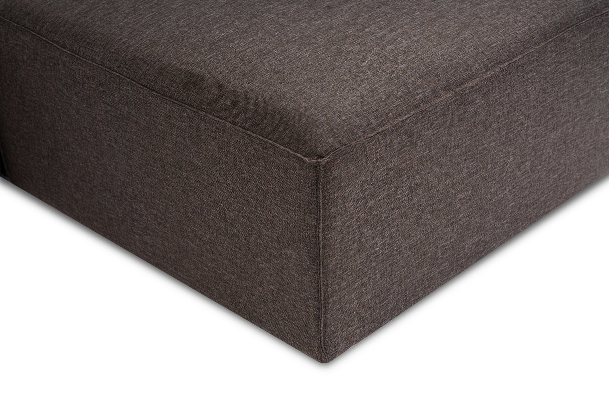 Modular corner sofa with loose pouf dark brown linen fabric Fora 