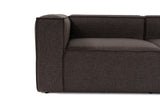 Modular corner sofa with loose pouf dark brown linen fabric Fora 