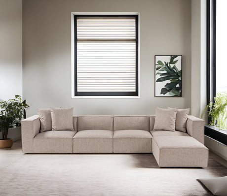 Modular XXL corner sofa beige linen 430 cm wide Sora - right 