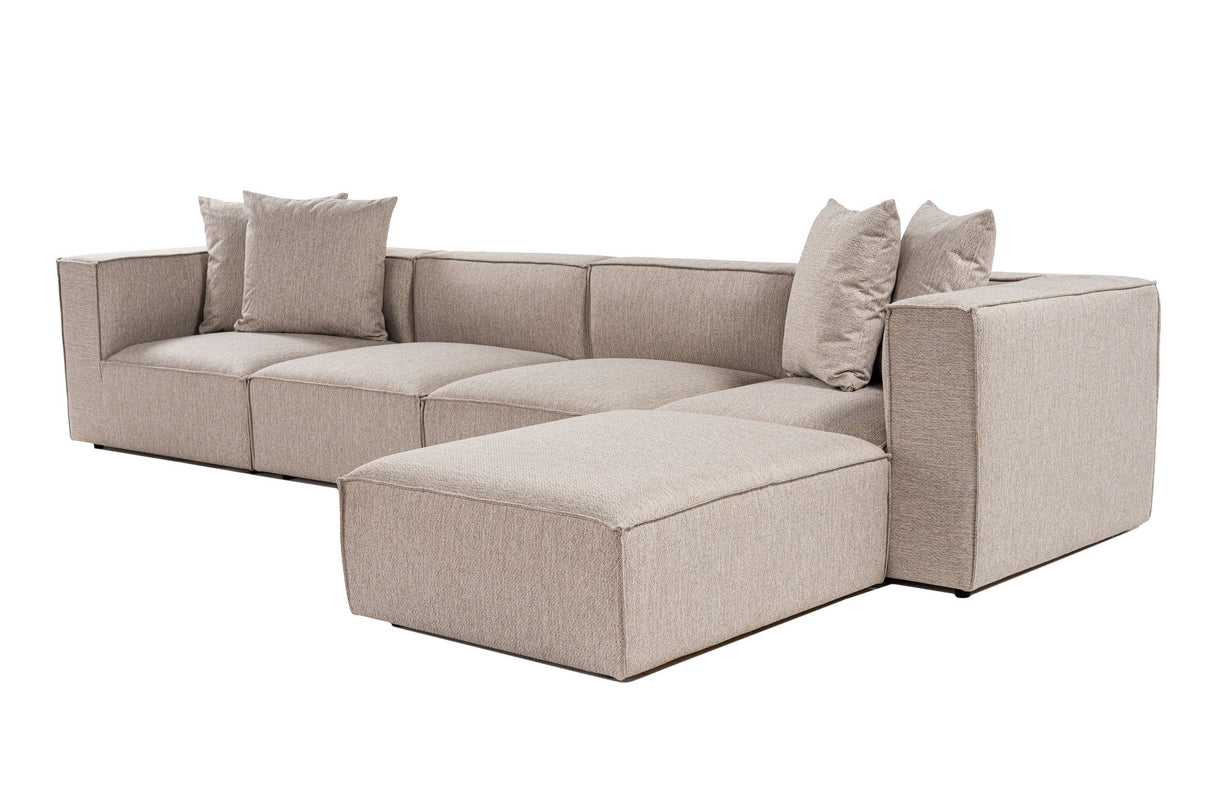 Banken - Modulaire XXL hoekbank beige linnen 430 cm breed Sora - Dimehouse