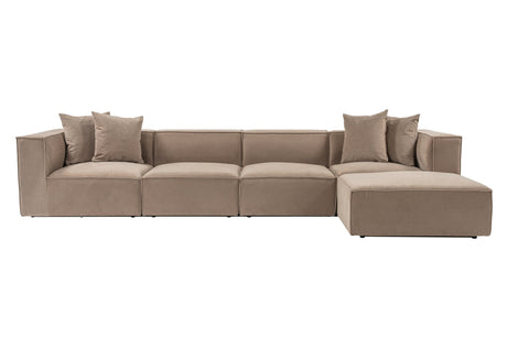 Modular XXL corner sofa cappuccino linen 430 cm Sora - right 