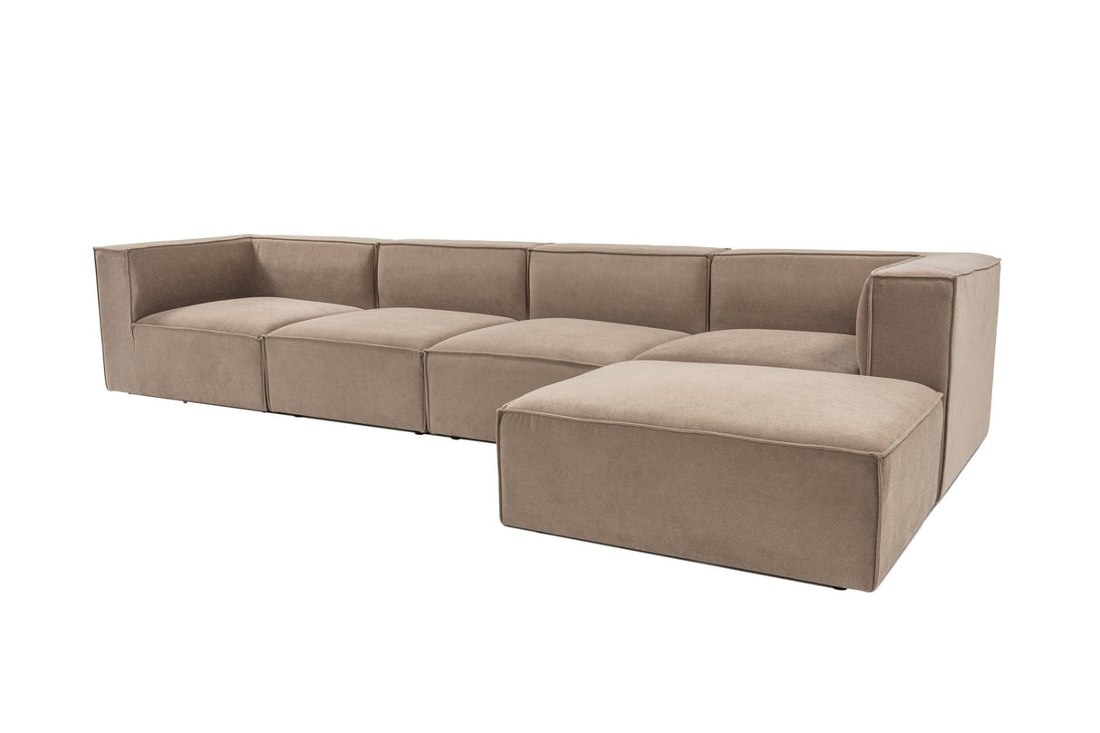 Banken - Modulaire XXL hoekbank cappucino linnen 430 cm Sora - Dimehouse