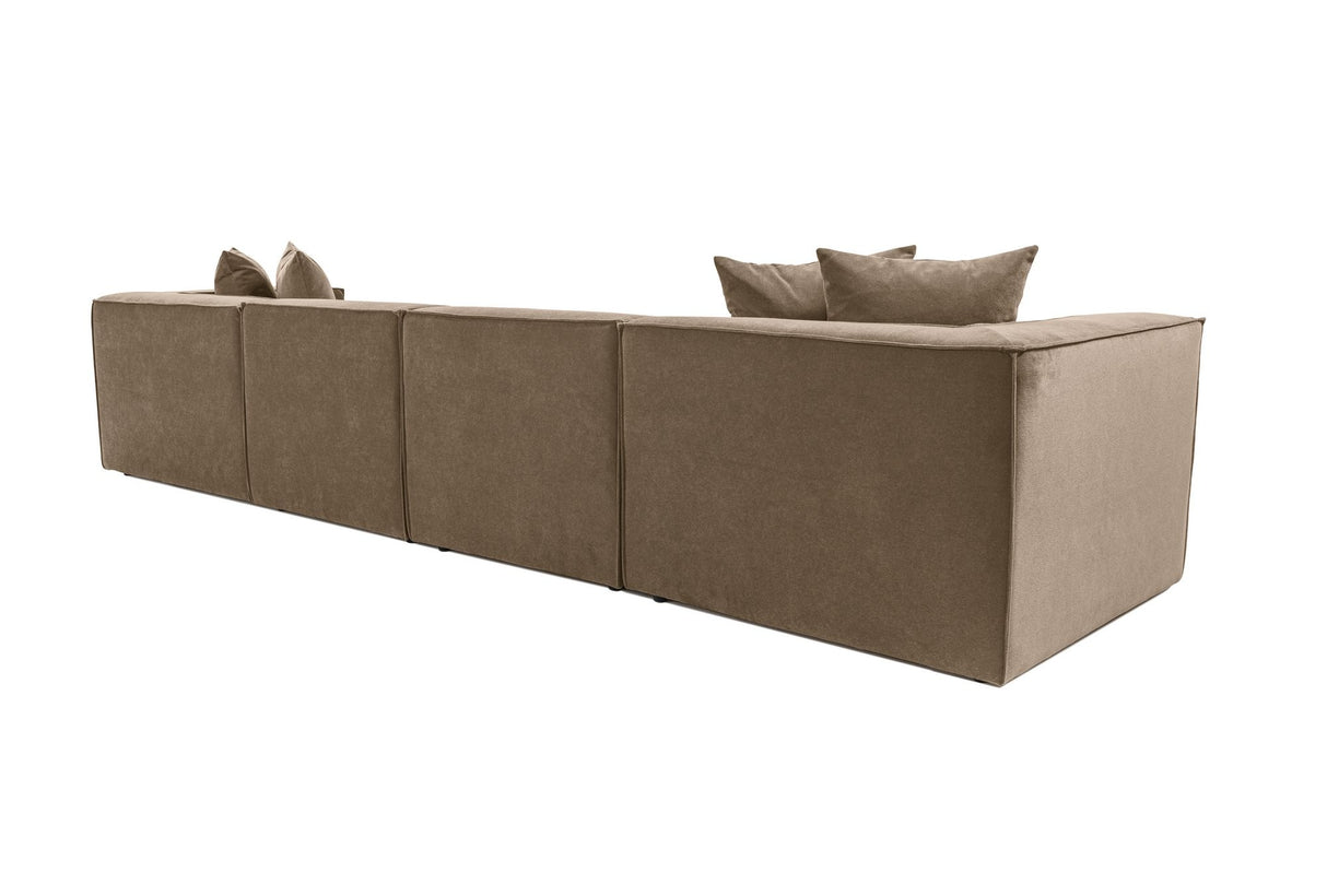Banken - Modulaire XXL hoekbank taupe linnen 430 cm breed Sora - Dimehouse