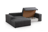 Anthracite fabric sofa bed - with storage space - left facing - 260 x 170 cm - Pirlo