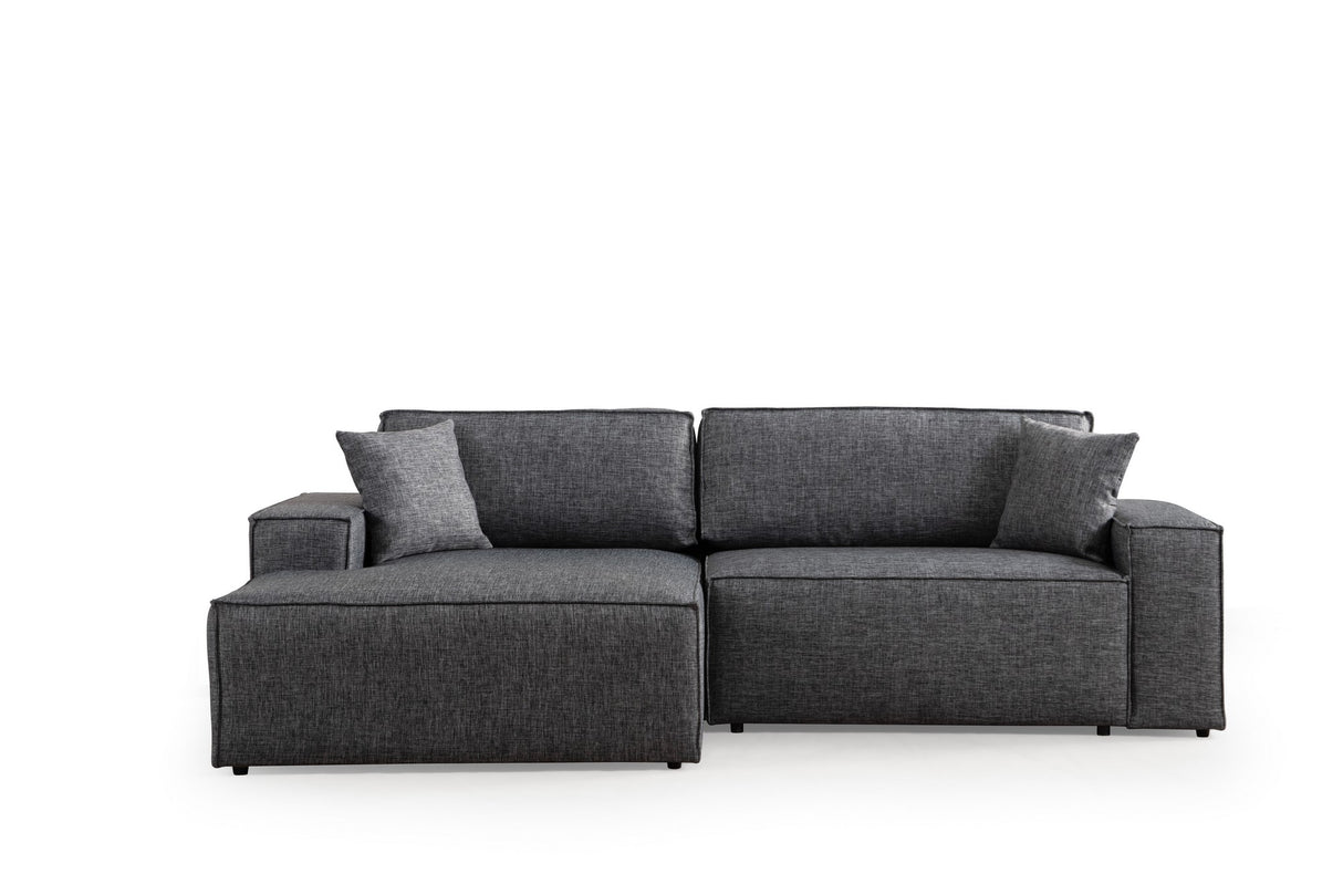 Anthracite fabric sofa bed - with storage space - left facing - 260 x 170 cm - Pirlo