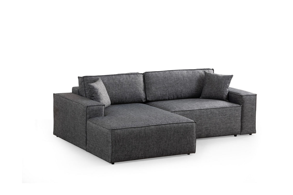 Anthracite fabric sofa bed - with storage space - left facing - 260 x 170 cm - Pirlo
