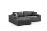 Anthracite fabric sofa bed - with storage space - left facing - 260 x 170 cm - Pirlo