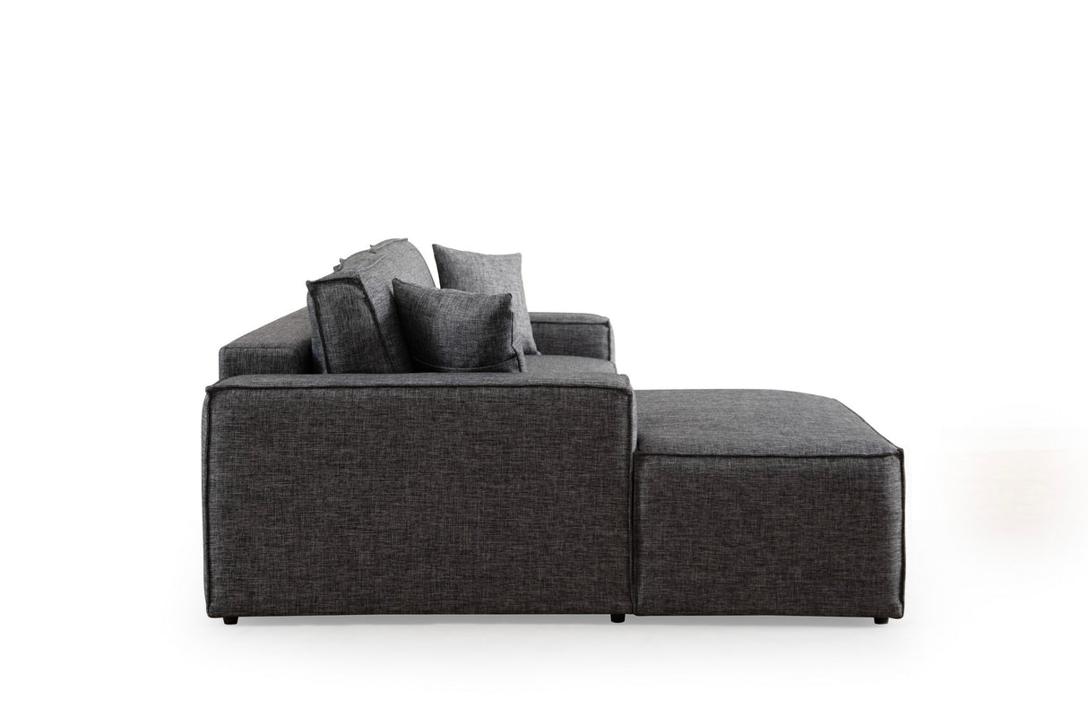 Anthracite fabric sofa bed - with storage space - left facing - 260 x 170 cm - Pirlo