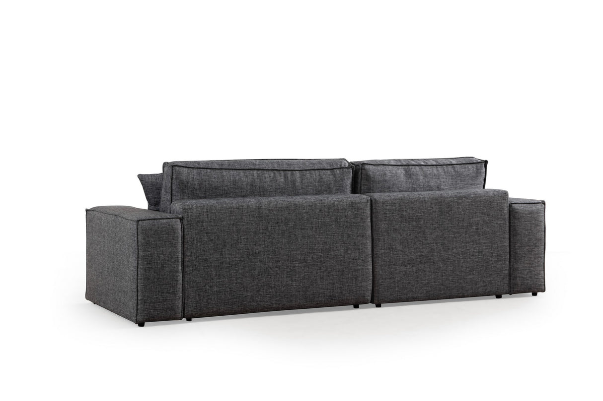 Anthracite fabric sofa bed - with storage space - left facing - 260 x 170 cm - Pirlo