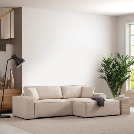 Corner sofa with sleeping function on the right Pirlo ecru