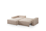 Beige fabric sofa bed - with storage space - left facing - 260 x 170 cm - Pirlo