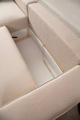 Beige fabric sofa bed - with storage space - left facing - 260 x 170 cm - Pirlo