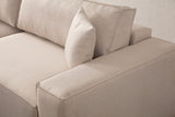 Beige fabric sofa bed - with storage space - left facing - 260 x 170 cm - Pirlo