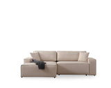 Beige fabric sofa bed - with storage space - left facing - 260 x 170 cm - Pirlo