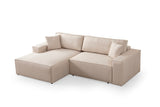 Beige fabric sofa bed - with storage space - left facing - 260 x 170 cm - Pirlo