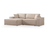 Beige fabric sofa bed - with storage space - left facing - 260 x 170 cm - Pirlo