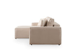 Beige fabric sofa bed - with storage space - left facing - 260 x 170 cm - Pirlo