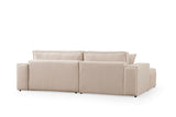 Beige fabric sofa bed - with storage space - left facing - 260 x 170 cm - Pirlo