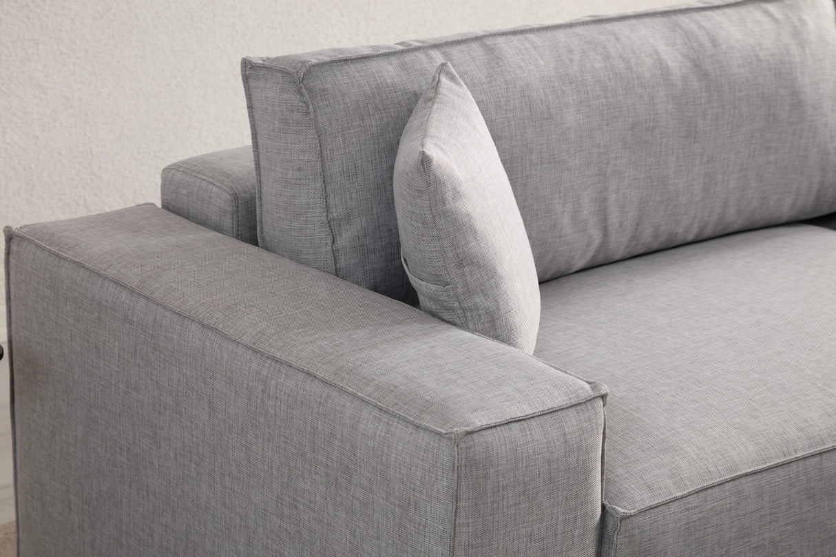 Grey fabric sofa bed - with storage space - right facing - 260 x 170 cm - Pirlo