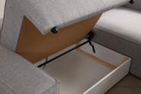 Grey fabric sofa bed - with storage space - right facing - 260 x 170 cm - Pirlo