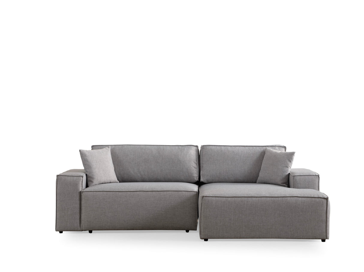 Grey fabric sofa bed - with storage space - right facing - 260 x 170 cm - Pirlo