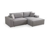 Grey fabric sofa bed - with storage space - right facing - 260 x 170 cm - Pirlo