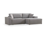 Grey fabric sofa bed - with storage space - right facing - 260 x 170 cm - Pirlo