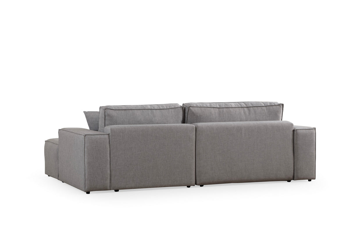 Grey fabric sofa bed - with storage space - right facing - 260 x 170 cm - Pirlo