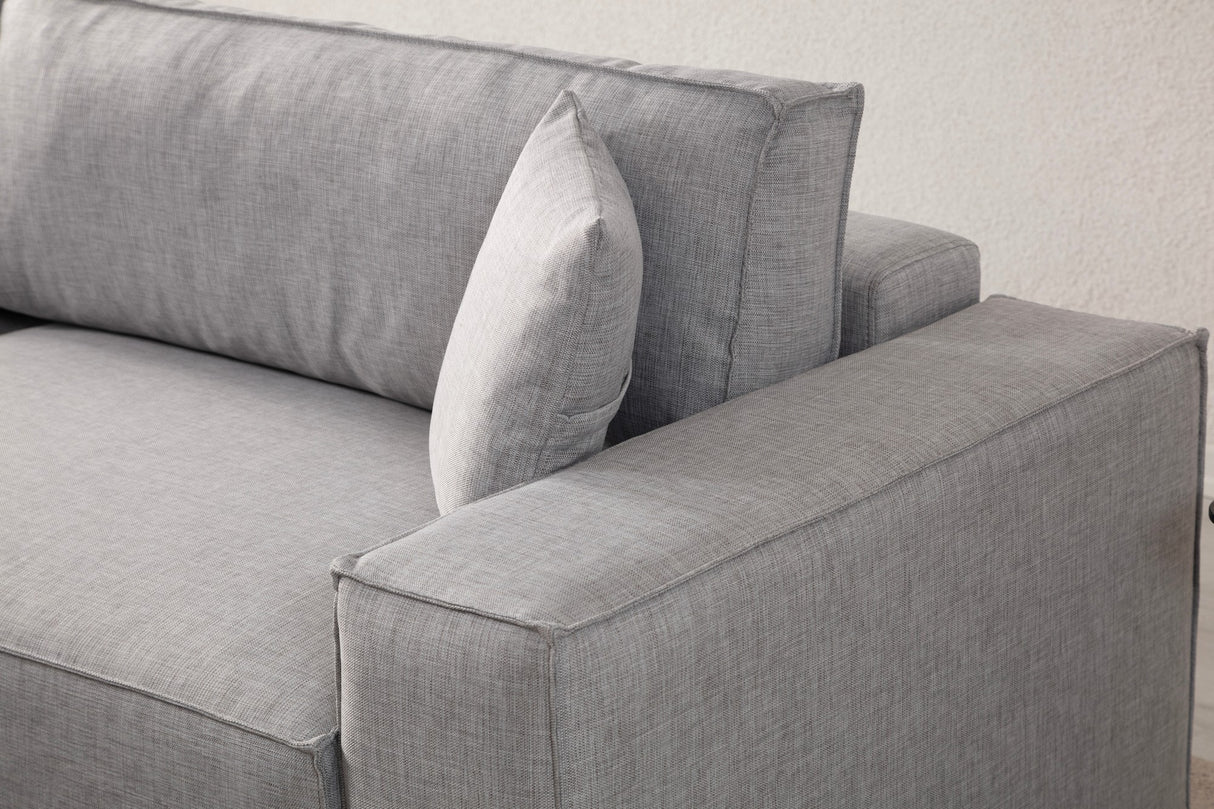 Grey fabric sofa bed - with storage space - left facing - 260 x 170 cm - Pirlo
