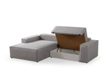 Grey fabric sofa bed - with storage space - left facing - 260 x 170 cm - Pirlo