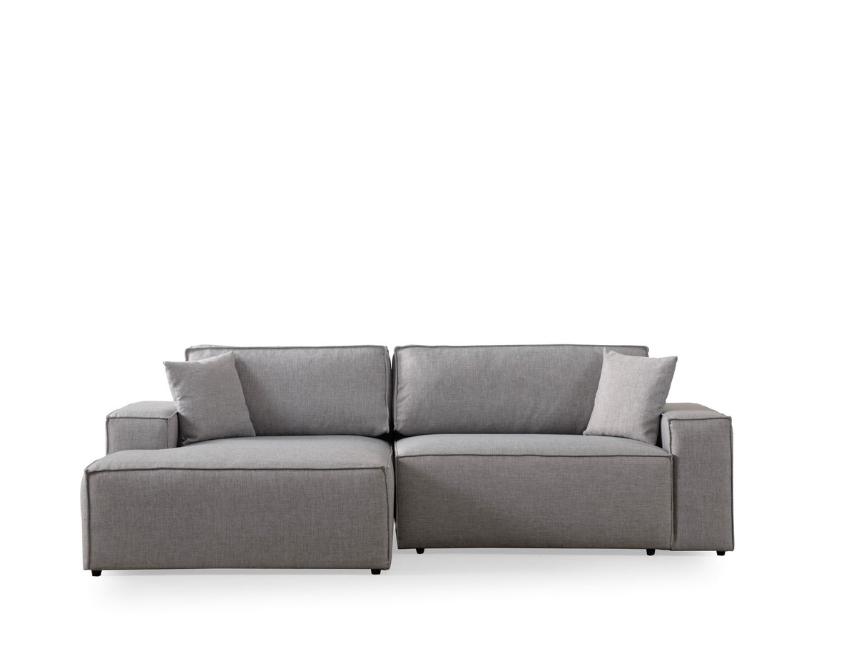 Grey fabric sofa bed - with storage space - left facing - 260 x 170 cm - Pirlo