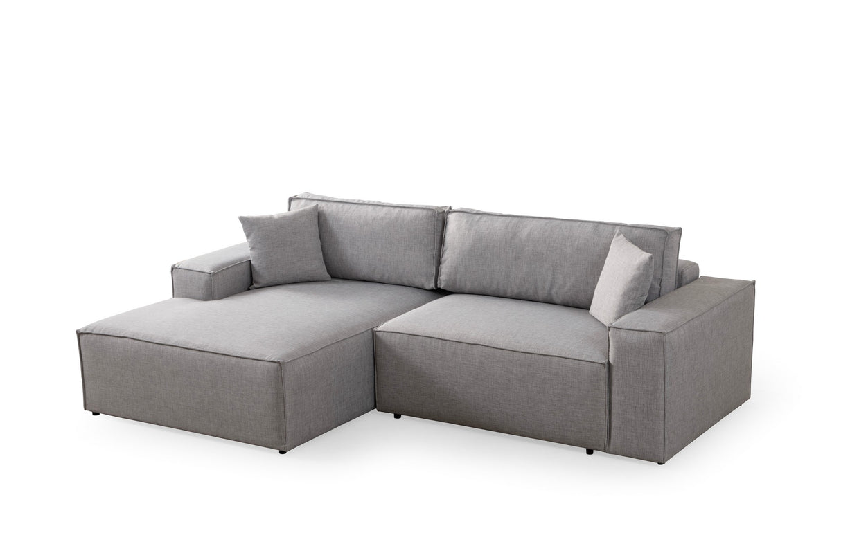 Grey fabric sofa bed - with storage space - left facing - 260 x 170 cm - Pirlo