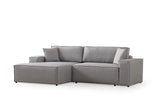 Grey fabric sofa bed - with storage space - left facing - 260 x 170 cm - Pirlo