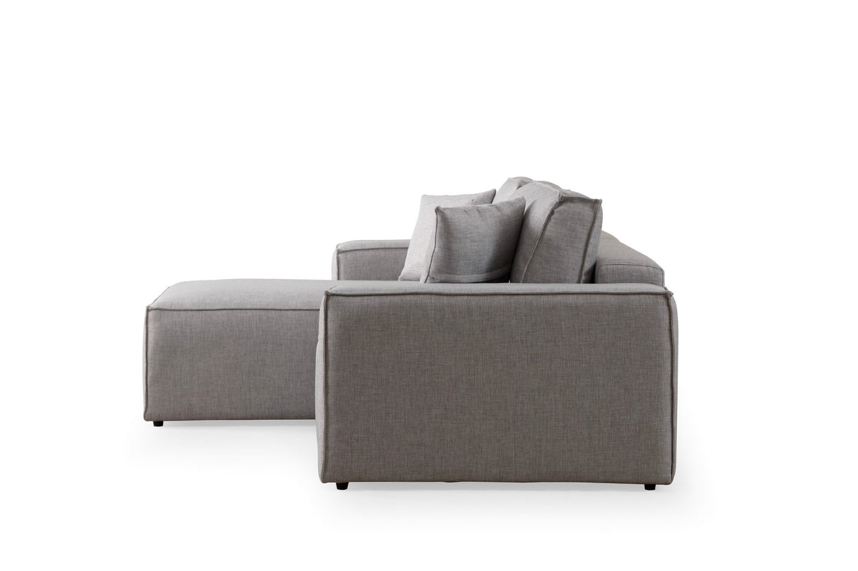 Grey fabric sofa bed - with storage space - left facing - 260 x 170 cm - Pirlo