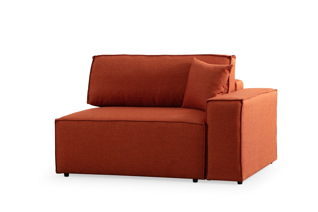 Terracotta fabric sofa bed - with storage space - left facing - 260 x 170 cm - Pirlo