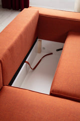 Terracotta fabric sofa bed - with storage space - left facing - 260 x 170 cm - Pirlo