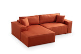 Terracotta fabric sofa bed - with storage space - left facing - 260 x 170 cm - Pirlo