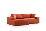 Terracotta fabric sofa bed - with storage space - left facing - 260 x 170 cm - Pirlo