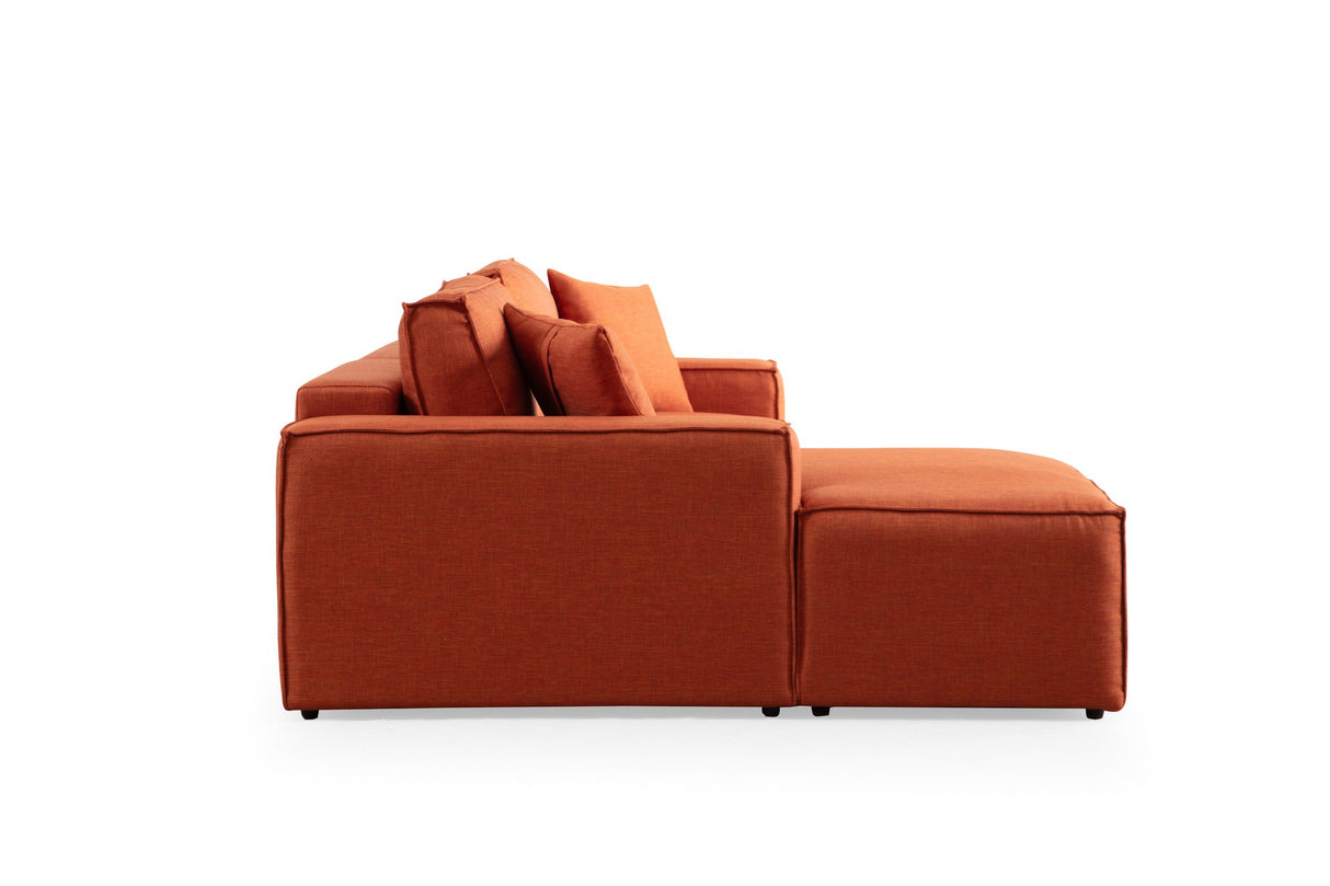 Terracotta fabric sofa bed - with storage space - left facing - 260 x 170 cm - Pirlo