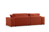 Terracotta fabric sofa bed - with storage space - left facing - 260 x 170 cm - Pirlo