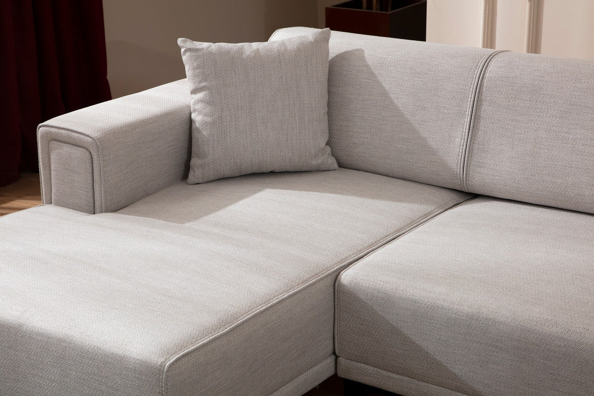 Corner sofa with sleeping function on the left horizon ecru